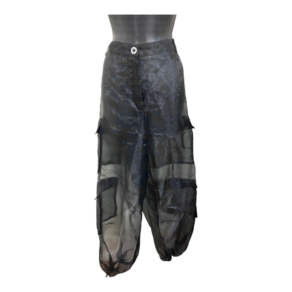 Sheer Black Cargo Harem Pants - Picture 11 of 16
